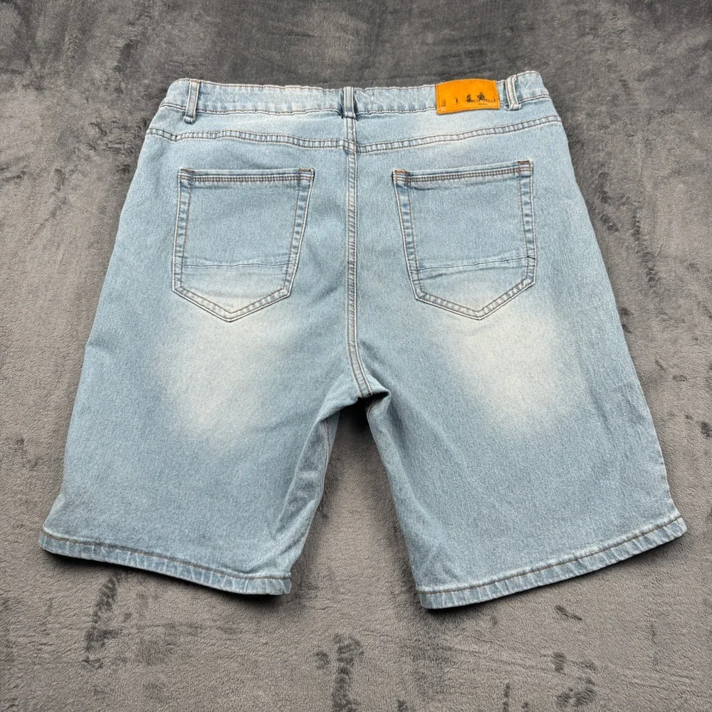 Smith & Mills Denim Jean Shorts Mens 38 Light Wash Stretch Good